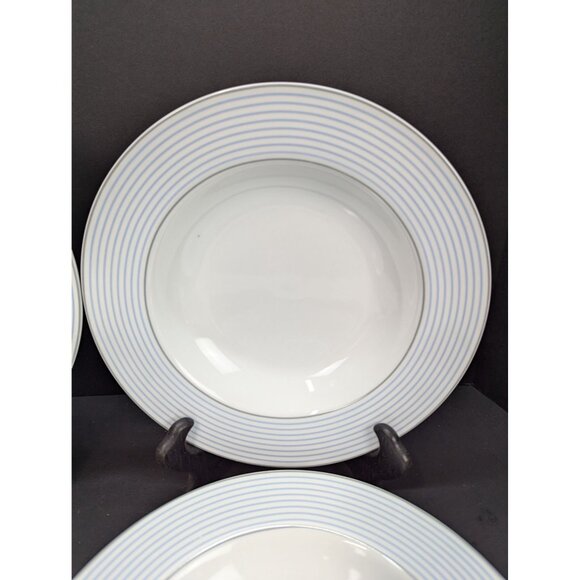 Germany Flirt by R&B Decor Happy Day Blue Rimmed Soup Bowls 8 1/2" Set of 4 - Picture 3 of 7